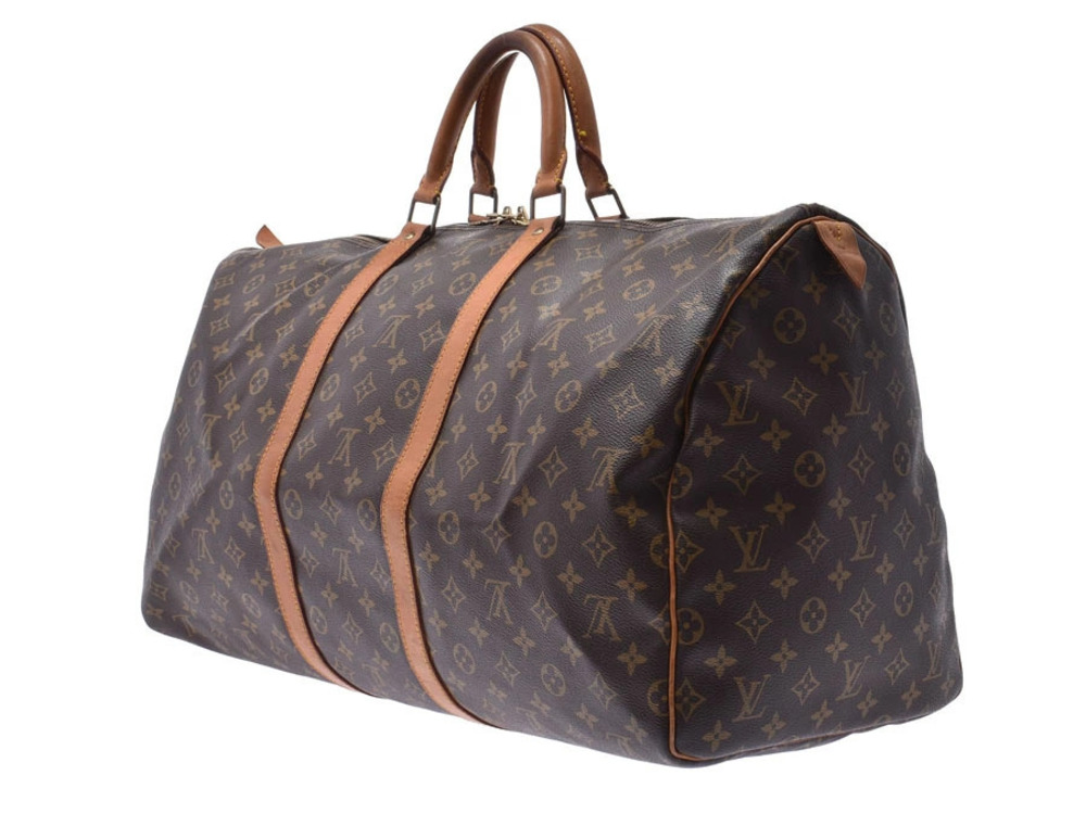 Louis Vuitton Boston Bag Leather Monogram Keepall Brown